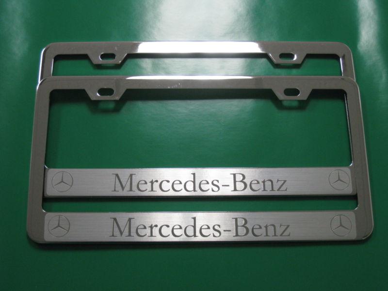 (2) brand new " mercedes-benz halo " chrome metal license plate frame