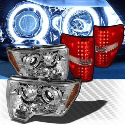 09-13 ford f150 twin ccfl halo led projector headlights+led tail head lights set