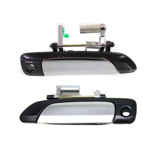 New door handle exterior outside front chrome & black pair set fits honda civic