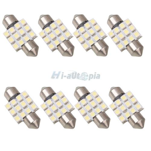 New 8 x 3021 31mm 12 smd interior dome map trunk led light bulb ultra white