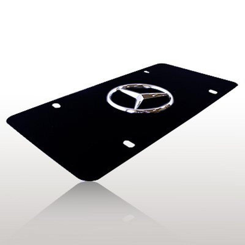 Mercedes emblem black finish steel license plate - genuine factory oem accessory