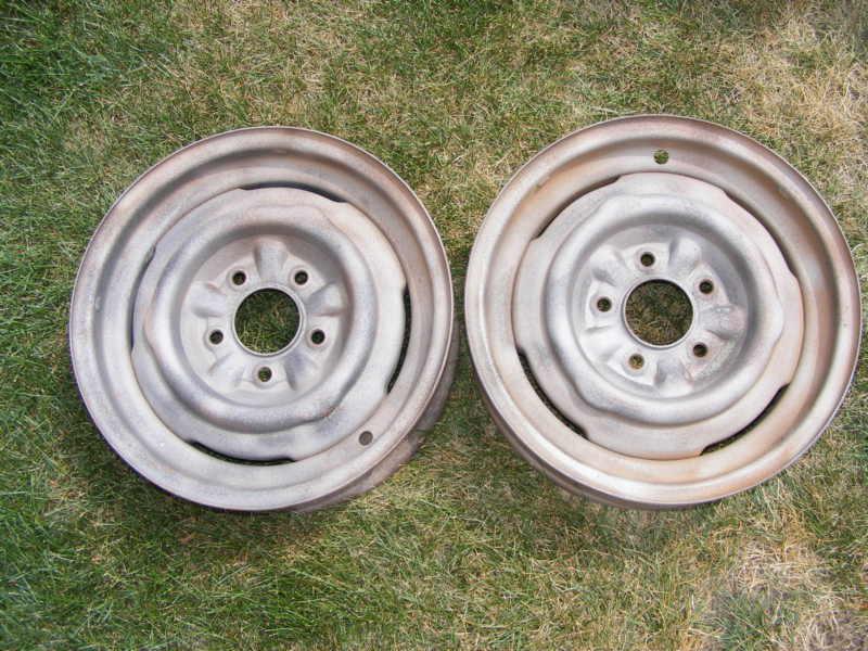 1957 chevrolet steel wheels (pair) 14" good condition - blasted 