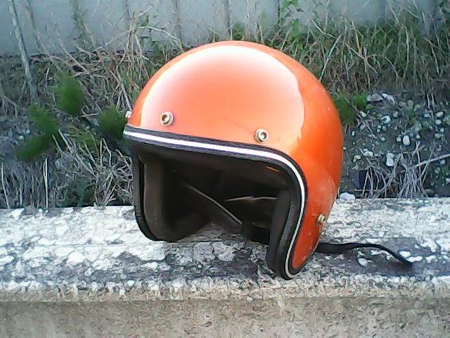 Vintage metalflake orange motorcycle helmet size small