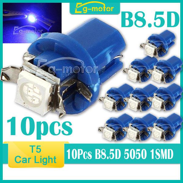 10x new t5 5050 b8.5d 1smd led light bulb car indicator side dashboard lamp blue