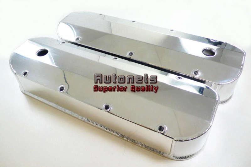 Polished fabricated aluminum bbc 396-502 valve cover street hot rod chevy w/hole