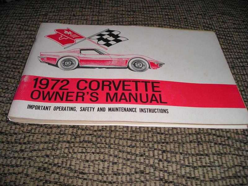 Buy 1972 Original Rare 1st Ed Corvette Owners Manual With Corvette