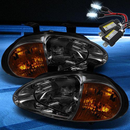 8000k slim xenon hid kit+smoked 93-97 honda del sol headlights smoke lamp pair