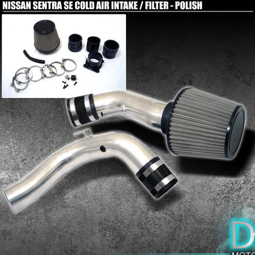 Stainless washable filter + cold air intake 00-05 sentra se 2.0l polish aluminum