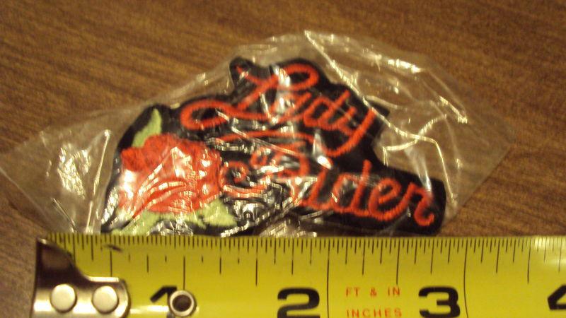 Lady rider red rose biker patch iron-on motorcycle vet rocker