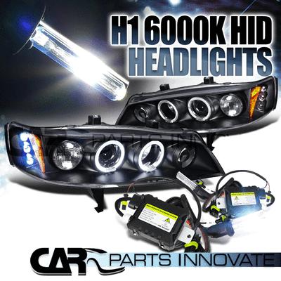 1994-1997 accord 2/4dr black halo led projector headlights+h1 6000k hid kit