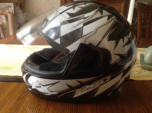 Adult hjc cl-11 black/silver/white motorcycle helmet - size medium