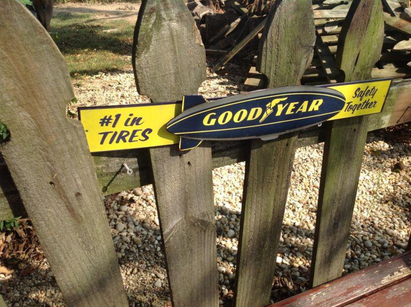 Huge 22" 3-d goodyear tires blimp service metal layered sign gas oil collectors