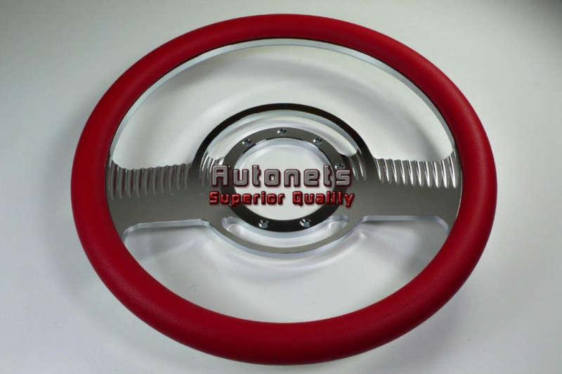 Red leather camaro impala nova hot street rod steering wheel aluminum