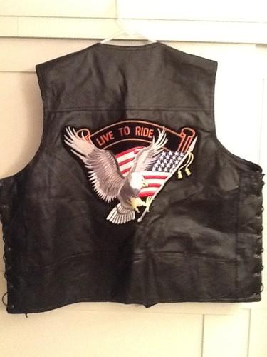 -leather motorcycle-biker vest-- live to ride -- men's size 4x worn once