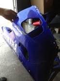 Yamaha r6 1999 2000 2001 2002 lower fairing made into belly pan 