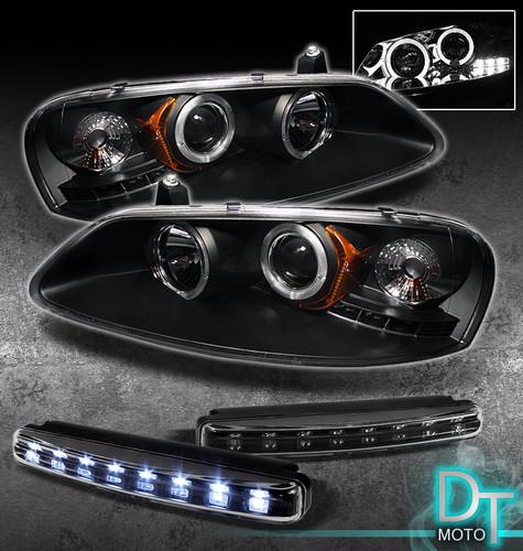 Led bumper fog lamps w/ 01-03 sebring 01-06 stratus bk halo projector headlights