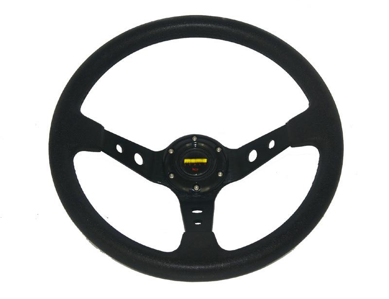 Universal 350mm black pu leather corsica style deep dish race steering wheel 14"