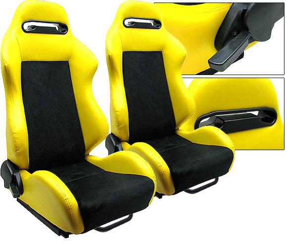 1 pair yellow & black racing seat reclinable all ford *