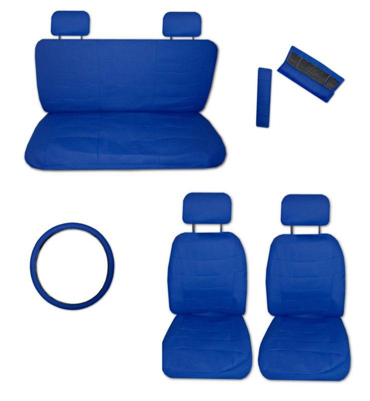 Superior artificial leather blue car truck seat covers set with extras #d