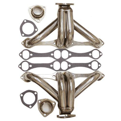 New sbc small chevy stainless steel block street hugger angle plug headers set