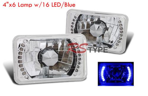 82-92 chevy 4"x6: lamp w/16 led/blue (lf+rh) headlights