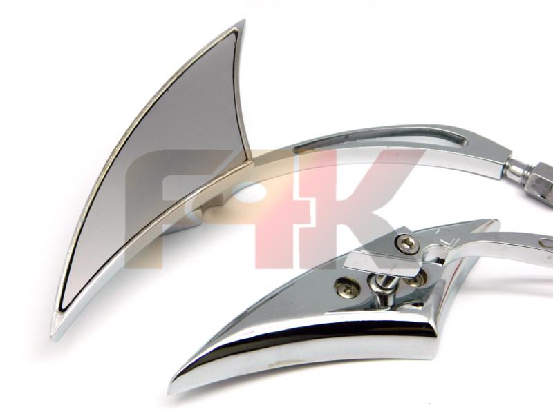 Chrome blade motorcycle cruiser chopper custom rearview mini mirrors 8mm 10mm