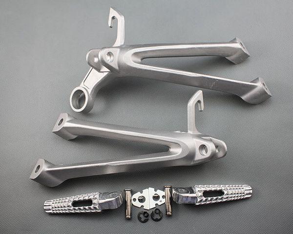 Silver rear passenger foot pegs footrest bracket suzuki gsxr 600 750 2008-2010