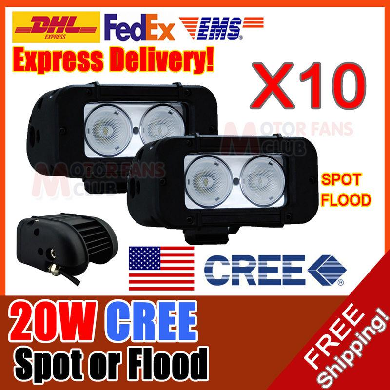 10x 5inch 20w cree led work light bar lamp 1720lm suv spot flood 60w/80w/100w