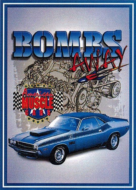 Bombs away challenger t/a 340 six pak metal sign mopar dodge chrysler