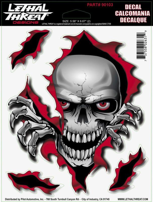 Skull sticker for harley davidson windshield lethal threat decal 