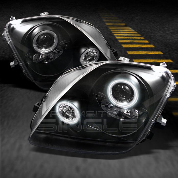 97-01 honda prelude jdm black dual ccfl halo projector headlights lamps pair