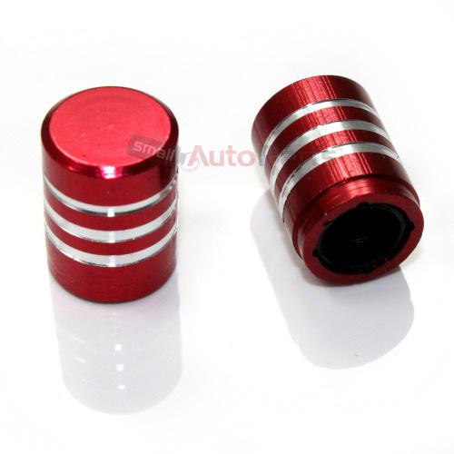 2 red billet aluminum tire/wheel stem air valve caps for motorcycle-bike-chopper