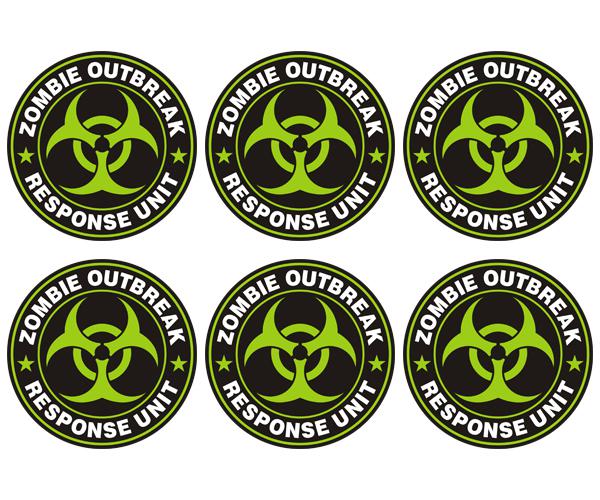 Zombie outbreak response unit decal 6 2"x2" green vinyl hard hat sticker zu1