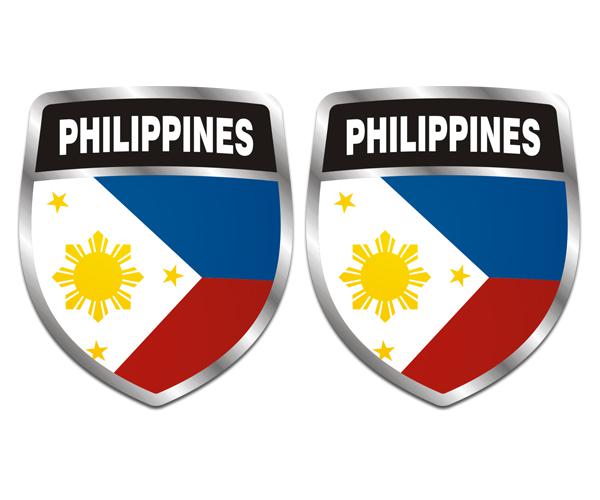 Philippines flag shield decal set 4"x3.4" filipino vinyl car sticker zu1