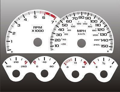 1997-1998 camaro 150 mph v8 instrument cluster white face gauges 97-98