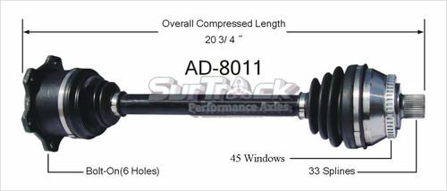 Surtrack perf axles ad-8011 cv half-shaft assembly-new cv axle shaft