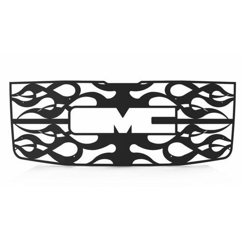 Gmc sierra hd 07-10 horizontal flame black powdercoat grill insert trim cover