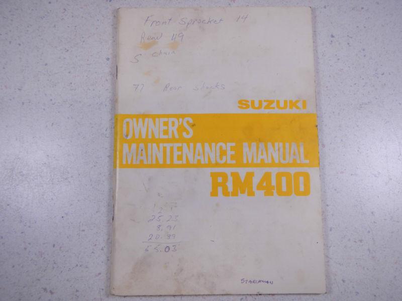 80 suzuki rm400 oem nos original driver's owner's manual 1980 rm 400