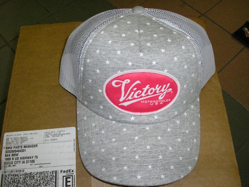 Victory motorcycles ladie's marl trucker  gray and pink  snap back