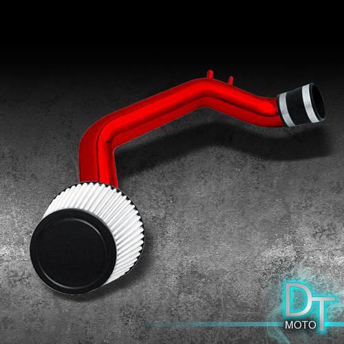 Stainless washable cone filter + cold air intake 03-06 accord 4cyl red aluminum