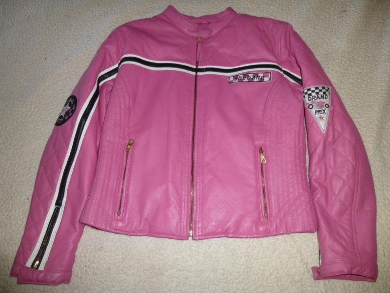 Shebang pink pink  pink leather  motorcycle jacket size xl