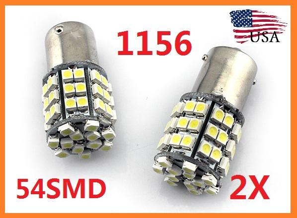 New white led 2x 54smd 1156 3528 car daytime running light bulb dc 12v