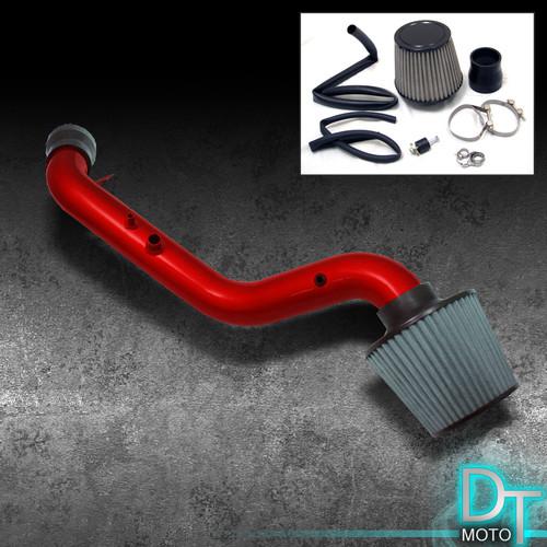 Stainless washable cone filter + cold air intake 02-05 civic si red aluminum