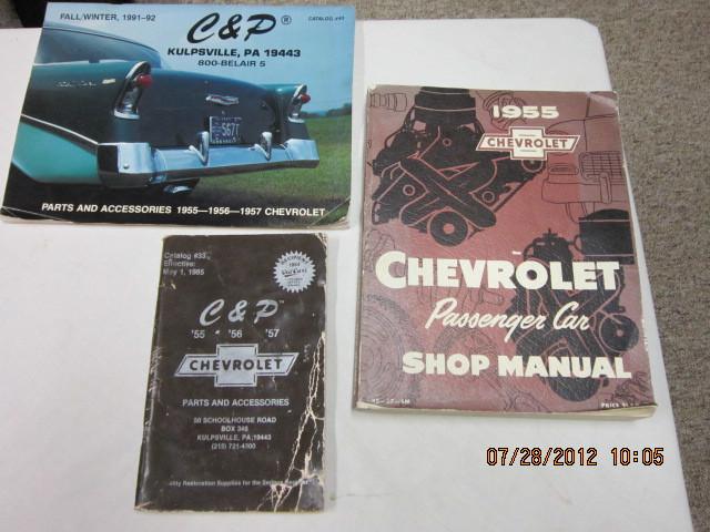 55 chevy parts and shop manual w/c &p parts acc /catalog