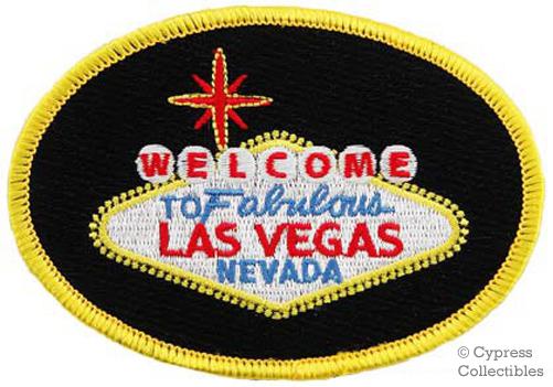 Las vegas sign iron-on biker patch motorcycle poker embroidered gambling welcome