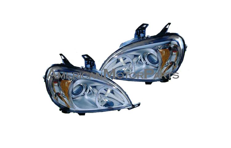 Depo pair euro style chrome projector headlight 98-01 mercedes benz w163 m-class