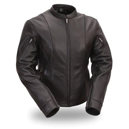 Fmc first classic 2xl women's side buckled racer leather motorcycle jacket