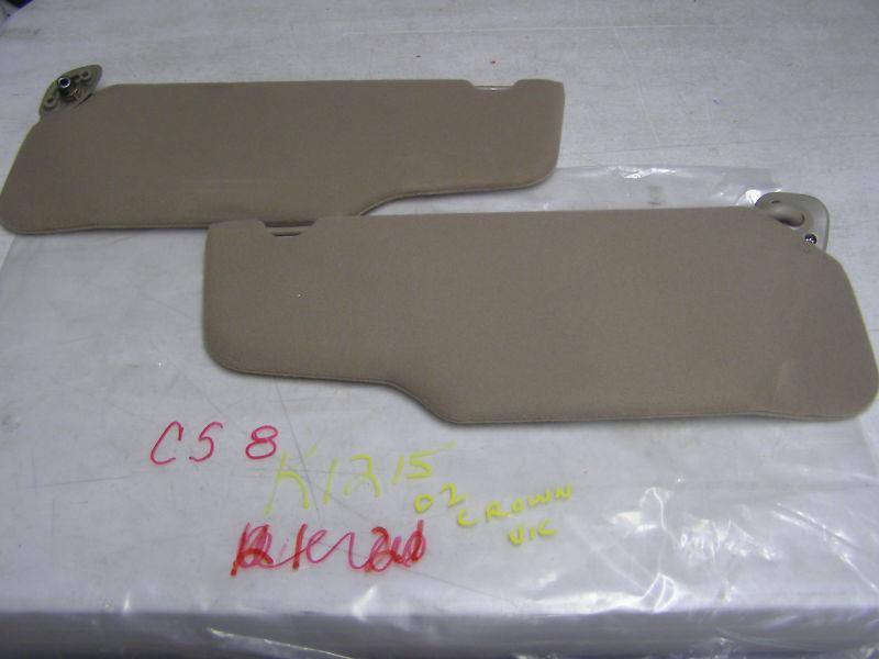 2002 ford crown victoria sun visors sunvisors  tan  cloth  oem