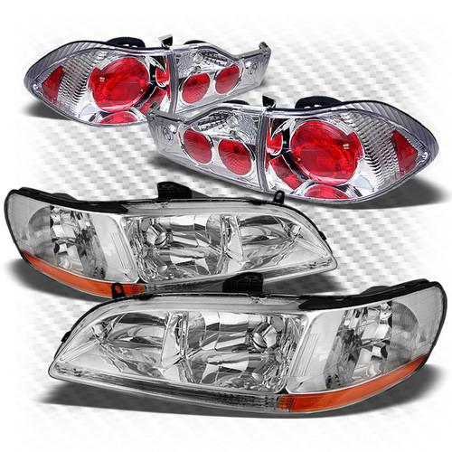 01-02 accord 4dr chrome crystal headlights + altezza style tail lights combo set