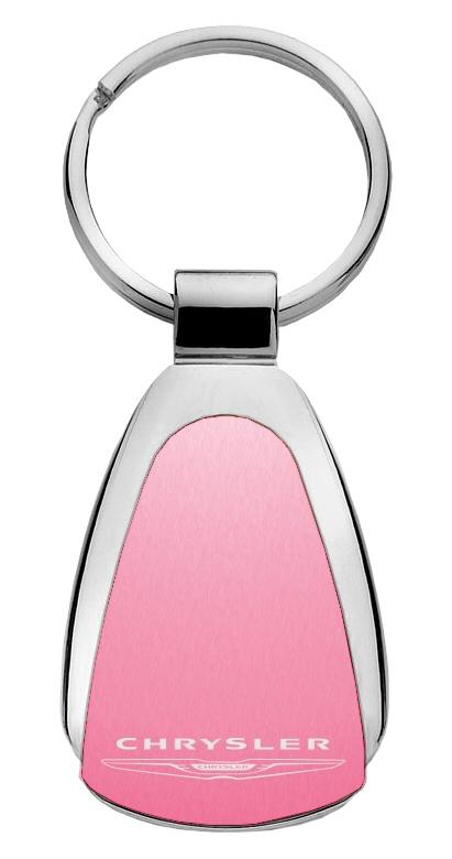 Chrysler pink tear drop metal keychain car ring tag key fob logo lanyard